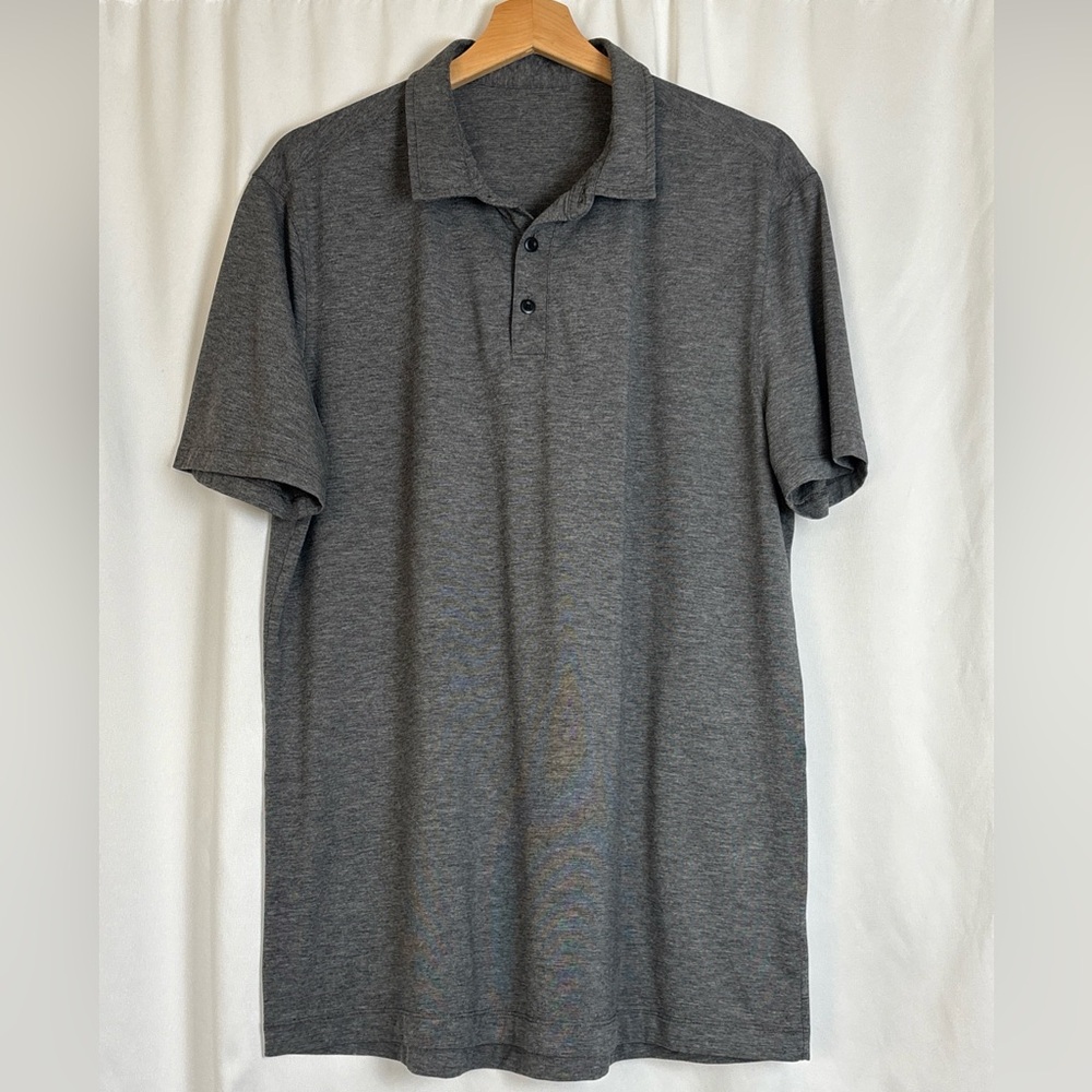 Lululemon Men's Polo Shirt‎ Gray Athletic Short Sleeve Size L Athleisure